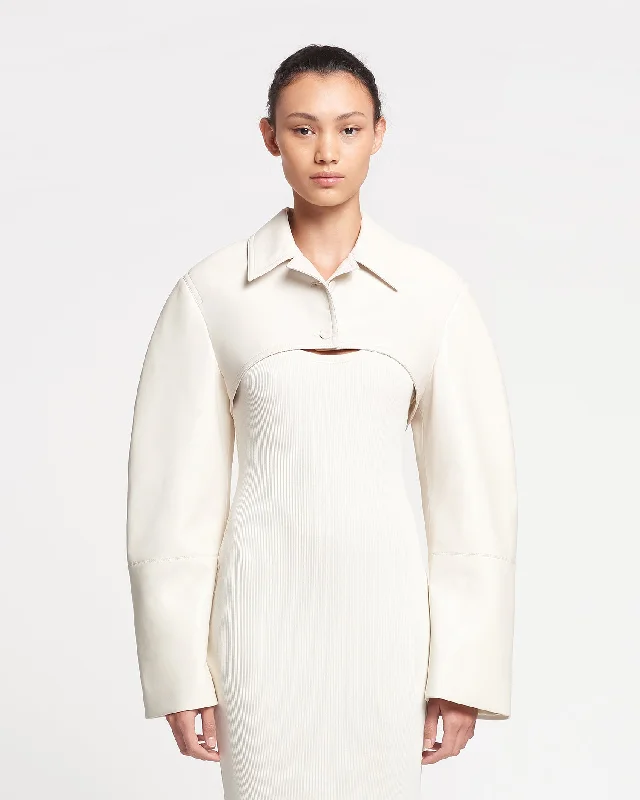 Sheer JacketsBrisia - Cropped Regenerated Leather Bolero - Creme