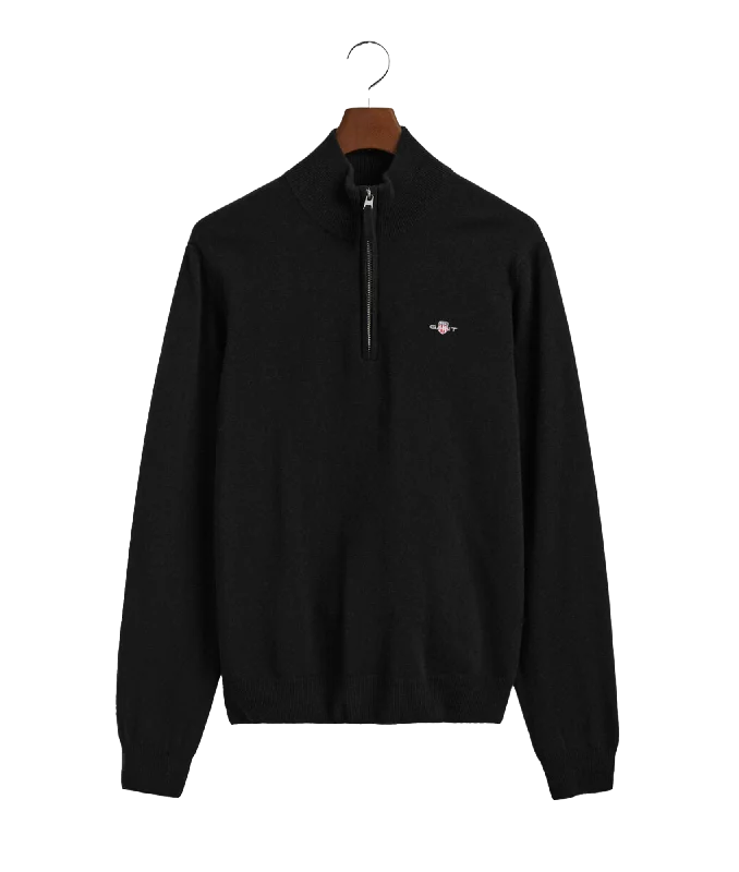 Superfine Lambswool Half-Zip Sweater - Black